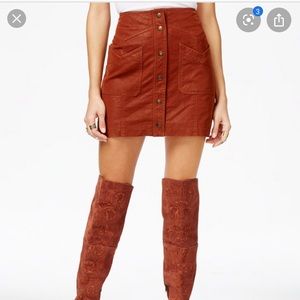 Free People Faux Suede Button Down Mini Skirt